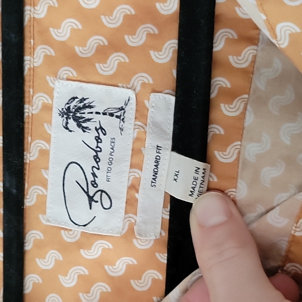 Bonobos Mustard Yellow Patterned Short Sleeved Bu… - image 2